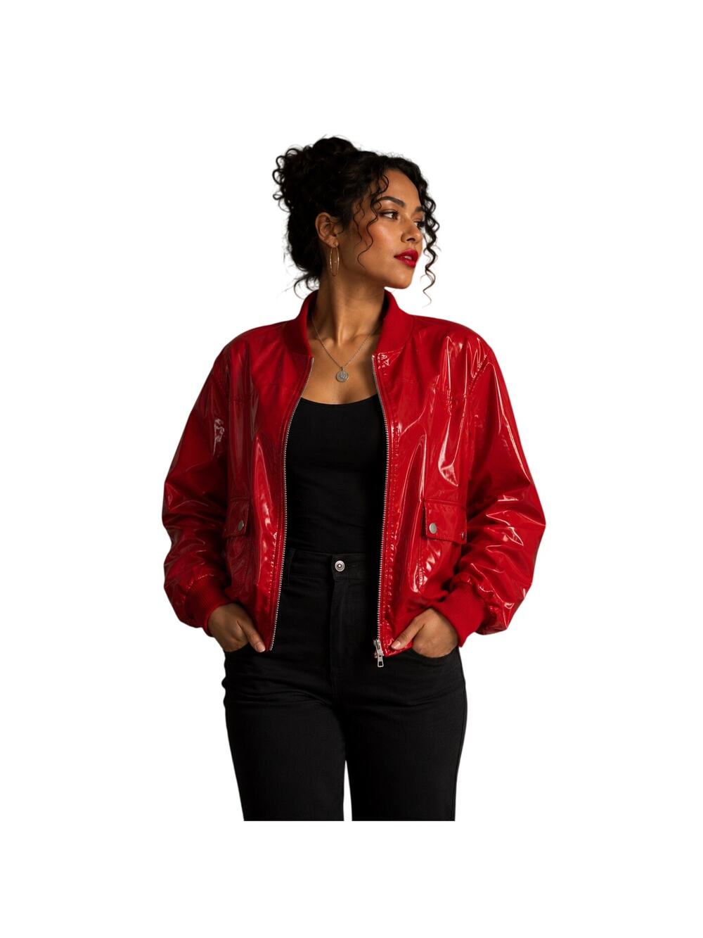Vintage Vinyl Bomber Jacket Women’s XL MJ Thriller inspired Moto Devil Cosplay